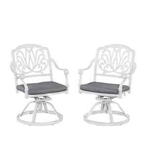 Capri White Swivel Cast Aluminium Outdoor Chair with Gray Cushions