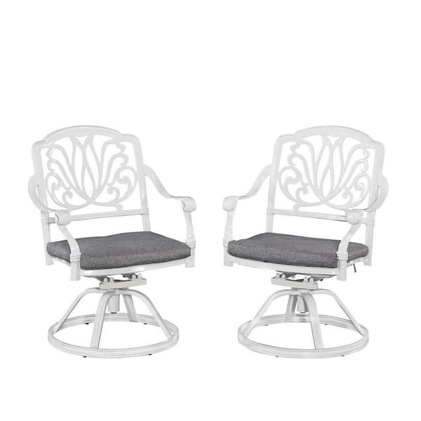 HOMESTYLES Capri White Swivel Cast Aluminium Outdoor Chair with