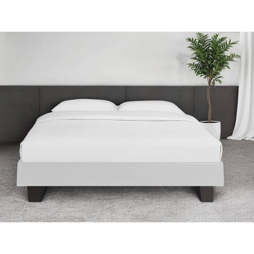 White Wood Frame Queen Panel Bed