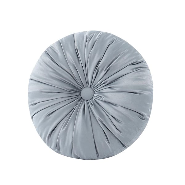 Unbranded Lorenzo Blue Polyester Solid Round Decorative Throw Pillow 15 In. L X 15 In. W