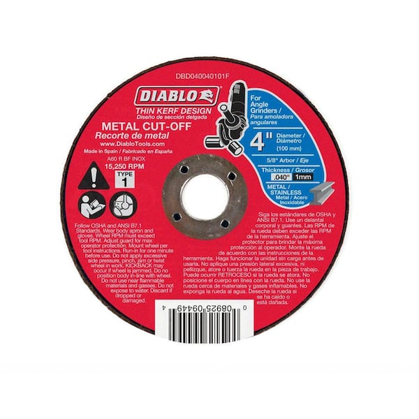 DIABLO 4 in. x 0.040 in. x 5/8 in. Thin Kerf Metal Cut-Off Disc (25-Pack)