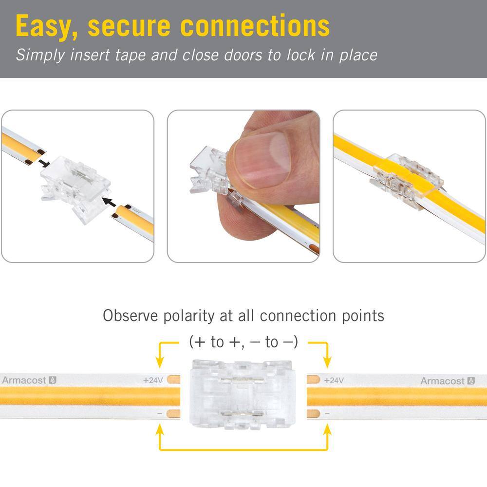 Clear LED 2-Pin COB Tape to Tape Splice Connectors (5 Pack)