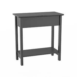 24 in. Gray Hinged Flip-Top Side Table with Storage Compartment