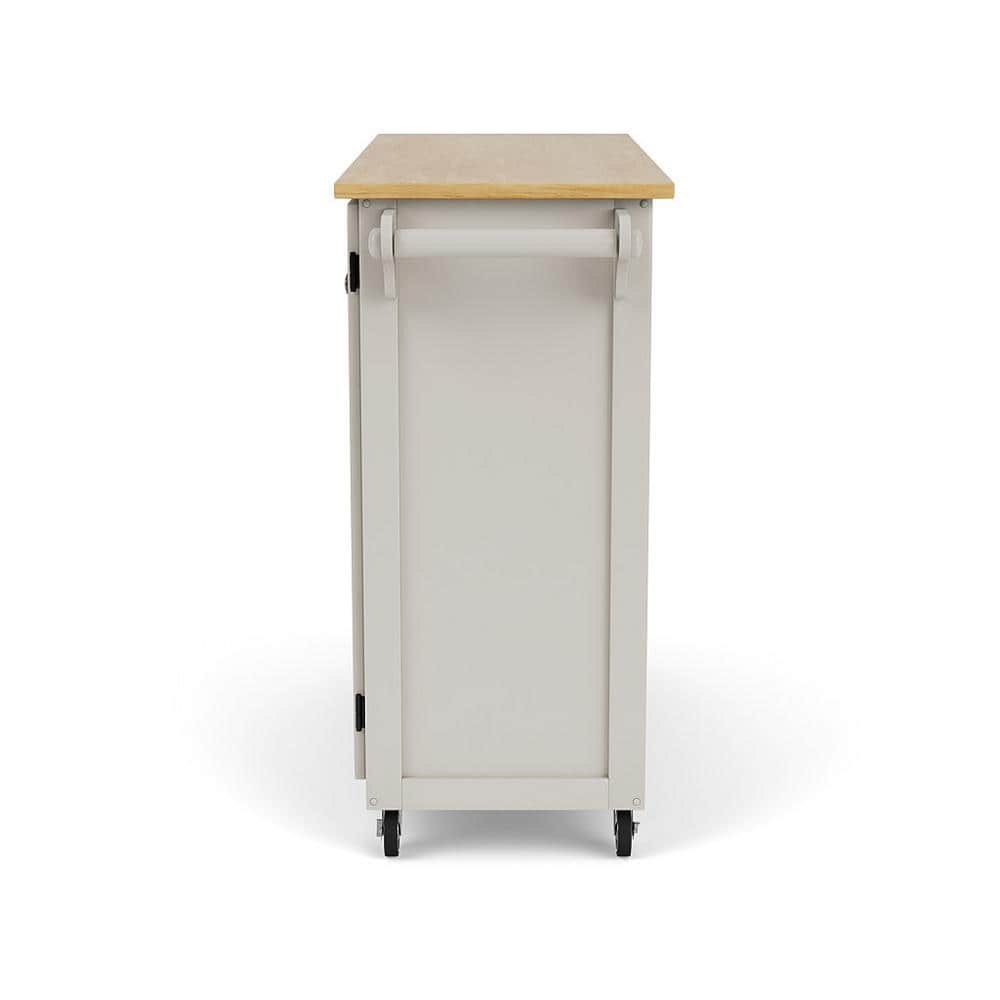 White and Natural Wood Kitchen Cart with Storage