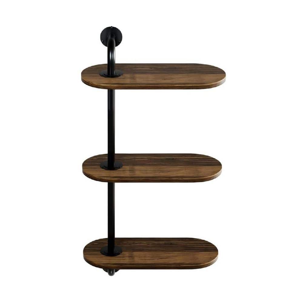 wood iron shelf 440*1200*300〈ブラウン〉 3-Tier 17 in. W x 8 in. D Brown Wood Decorative Wall Shelf