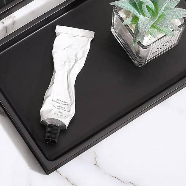 Decorative TrayVanity Tray, Resin ,Rectangular Matte Black 10in