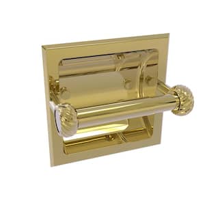 Continental Recessed Toilet Tissue Holder with Twisted Accents in Unlacquered Brass