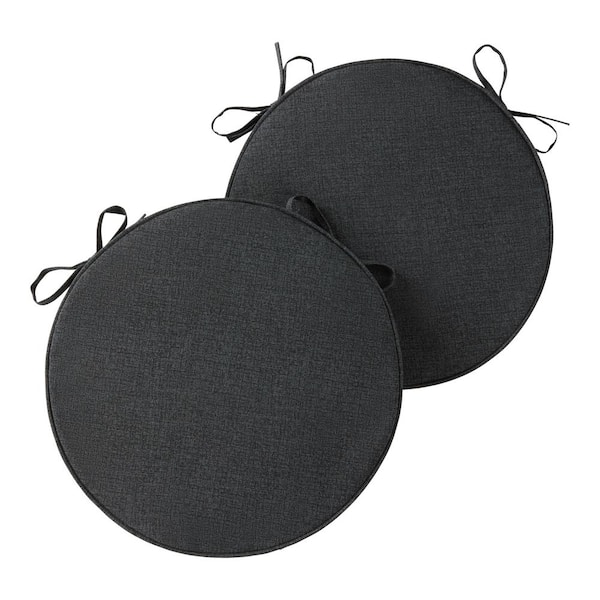 Greendale Home Fashions 18 in. x 18 in. Carbon Round Outdoor Seat Cushion (2-Pack)