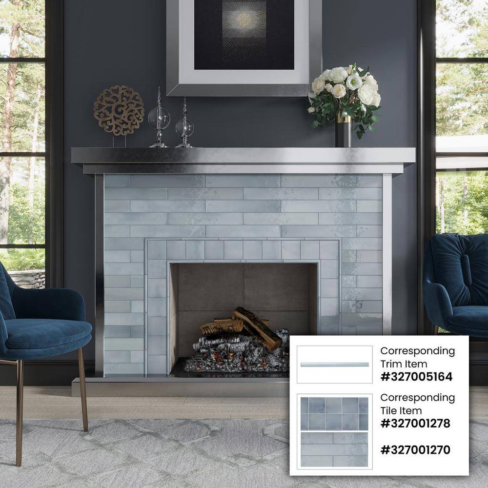 Silken 3.94" Gray Glossy Ceramic Square Wall and Floor Tile