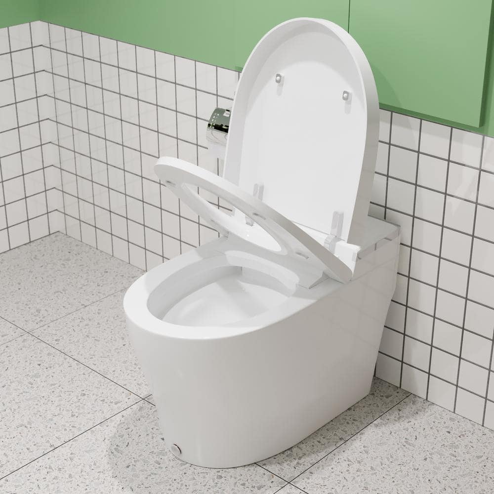 White Elongated Smart Toilet with Heated Seat and Night Light