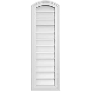 12 in. x 36 in. Arch Top Surface Mount PVC Gable Vent: Decorative with Brickmould Frame
