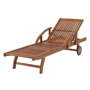 Caspian Eucalyptus Wood Outdoor Lounge Chair with Arms and Adjustable Leg Rest