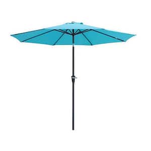 7.5 ft. Steel Outdoor Market Patio UV Resistant Umbrella, in Blue Color, with Push Button Tilt Crank