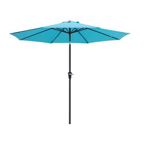 Unbranded 7.5 ft. Steel Outdoor Market Patio UV Resistant Umbrella, in Blue Color, with Push Button Tilt Crank