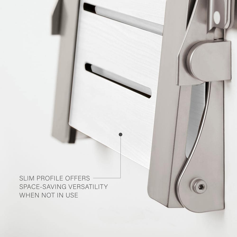 White Teak Folding Wall Mount Shower Seat with Arms