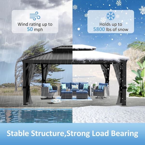 VEIKOUS 16 ft. W x 12 ft. D Aluminum Hardtop Gazebo with