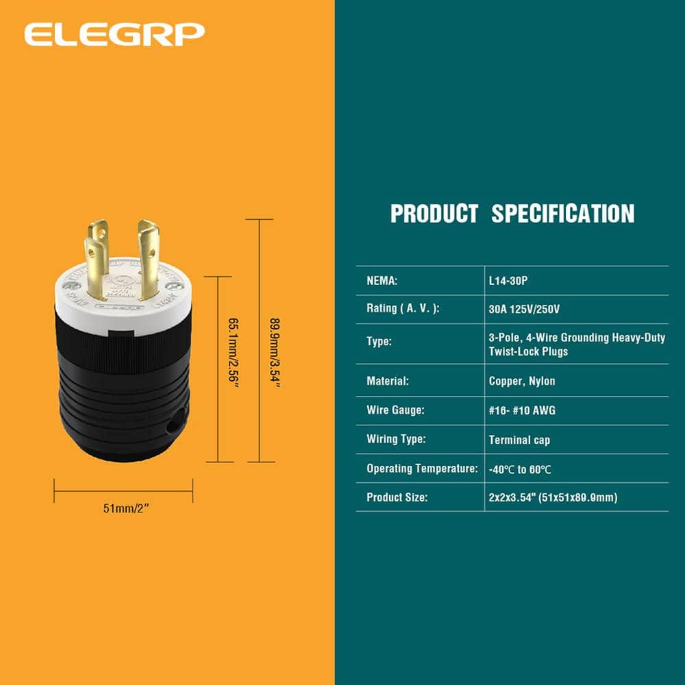 ELEGRP 30-Amp Black and White Single Outlet