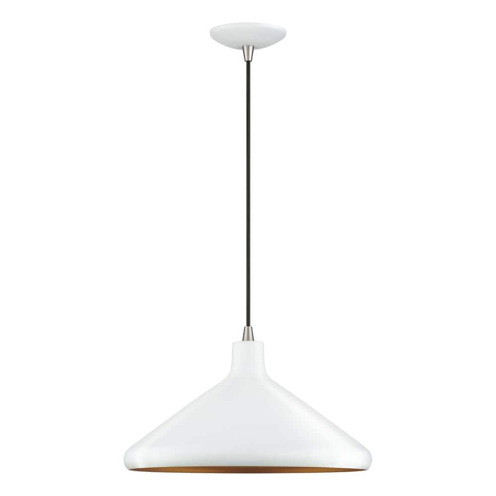 Livex Lighting Geneva 1-Light White Pendant Light with Metal Shade