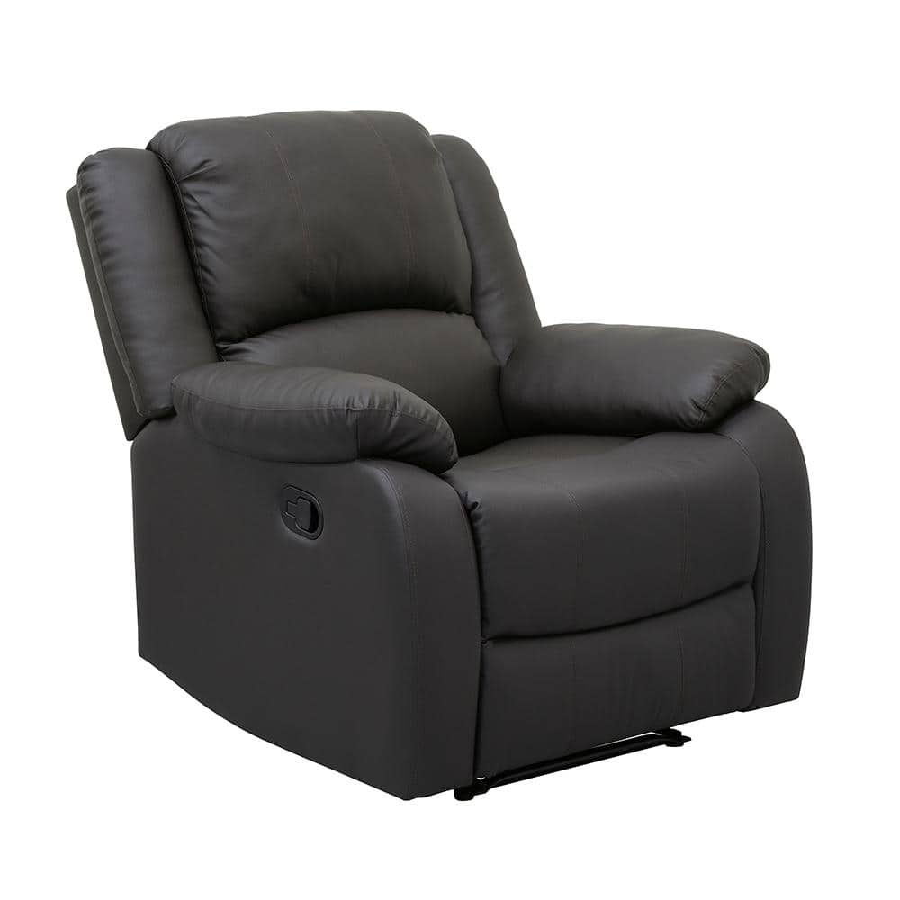 Adair Dark Brown Faux Leather Upholstered Manual Recliner
