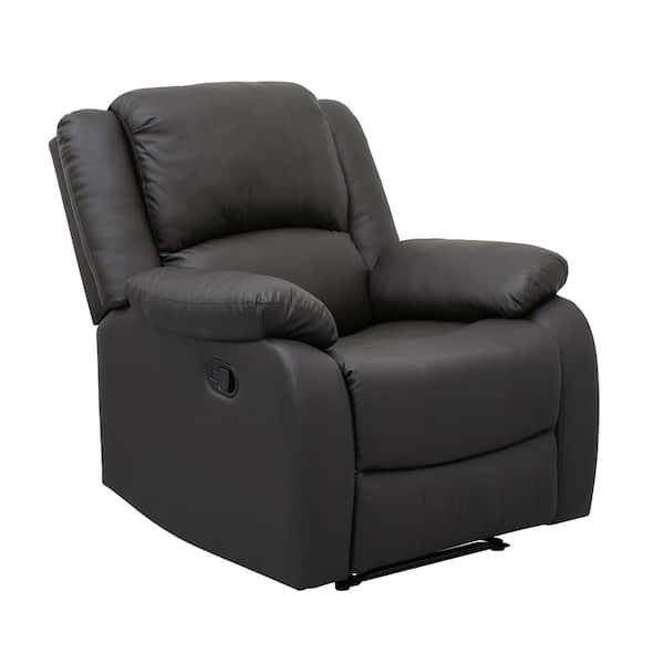 Adair Dark Brown Faux Leather Upholstered Manual Recliner