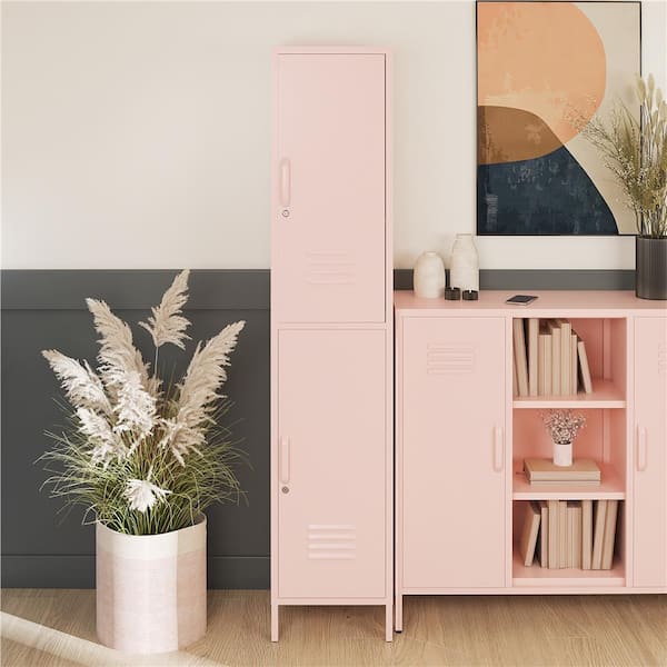 SystemBuild Evolution Bonanza 4 Door Metal Locker Storage Cabinet - Pale Pink