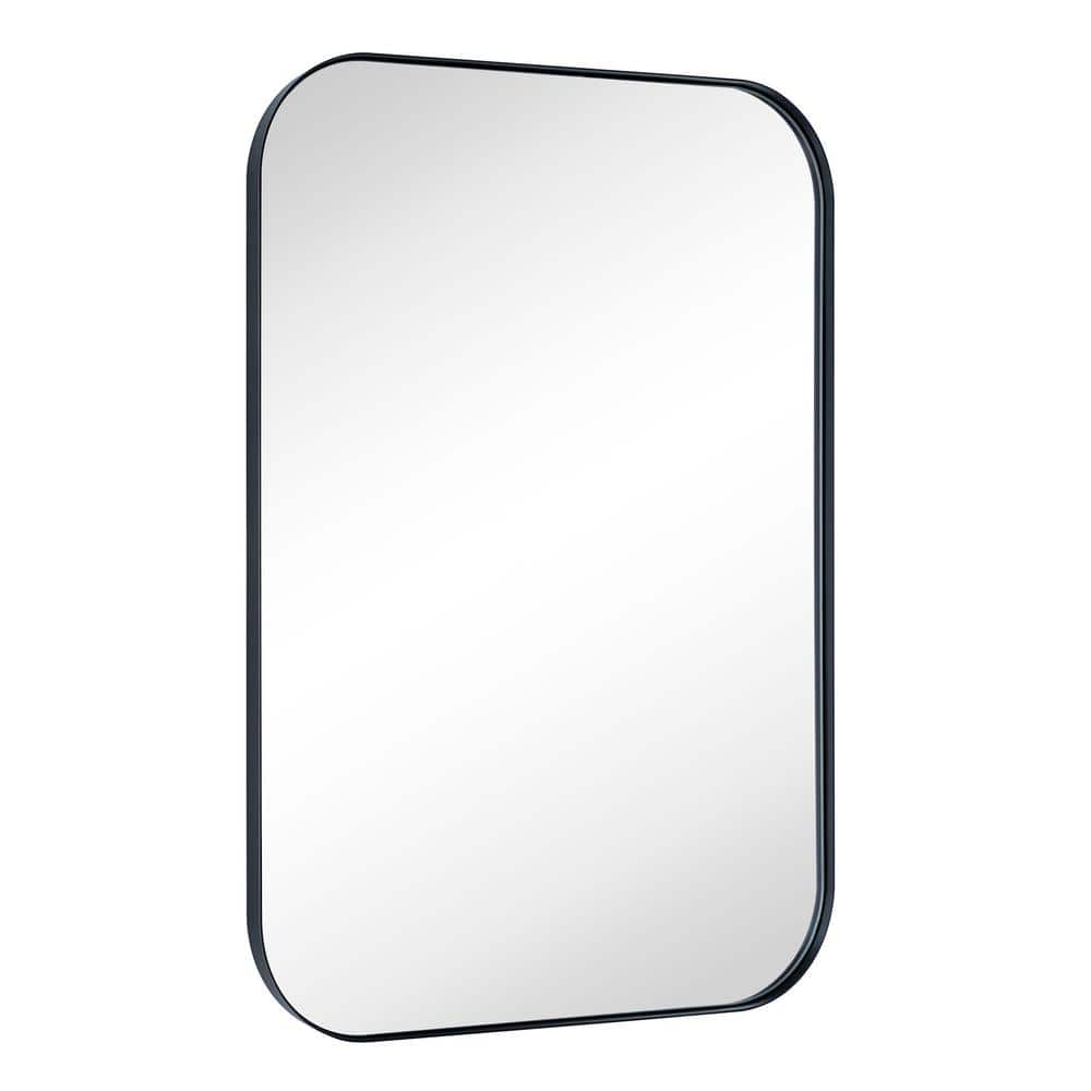Mid-Century 22 in. W x 30 in. H Rectangular Stainless Steel Framed Wall Mounted Bathroom Vanity Mirror in Matt Black price history on PriceWatchPro