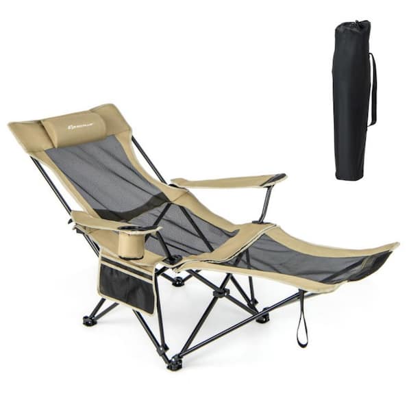 Kadehome Metal Folding Beach Chair with Detachable Footrest
