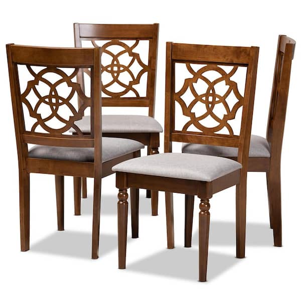 Baxton Studio Lylah Grey and Walnut Fabric Dining Chair (Set of 4)