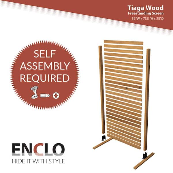 Enclo Privacy Screens Tiaga 6 ft. x 3 ft. Freestanding Wood Privacy Screen