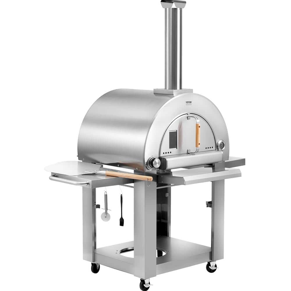 VEVOR Dual Fuel Pizza Oven for Outdoor Use, 22 in. Portable Pizza Oven, Natural Gas & Wood Powered Outdoor Pizza Oven