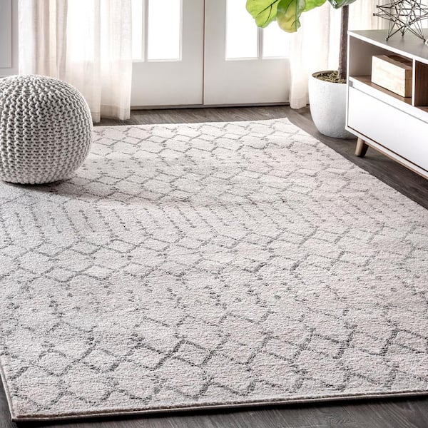 Moroccan HYPE Boho Vintage Diamond Cream/Gray 3 ft. x 5 ft. Area Rug