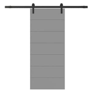 24 in. x 80 in. Light Gray Stained Composite MDF Paneled Interior Sliding Barn Door with Hardware Kit