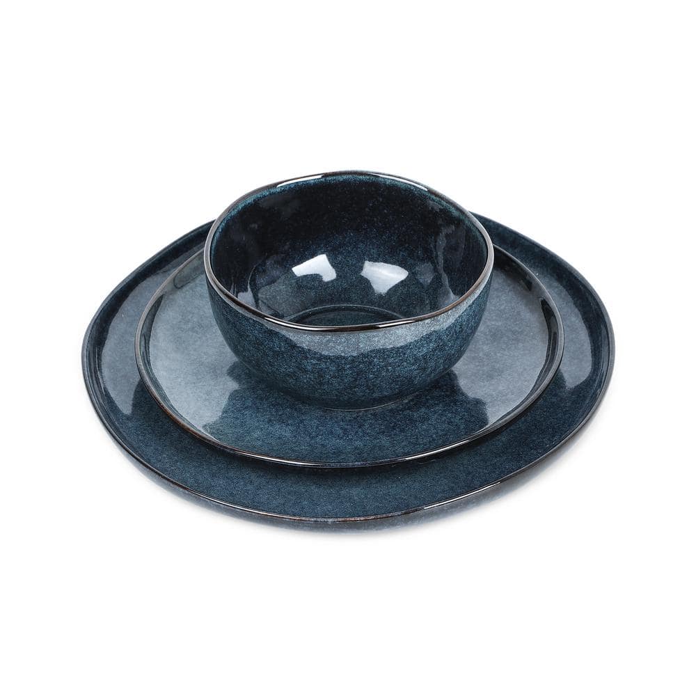 Mirella Blue Ceramic 12-Piece Dinnerware Set for 4