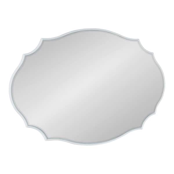 Kate and Laurel Leanna 36 in. x 24 in. Classic Oval Framed White Wall Accent Mirror