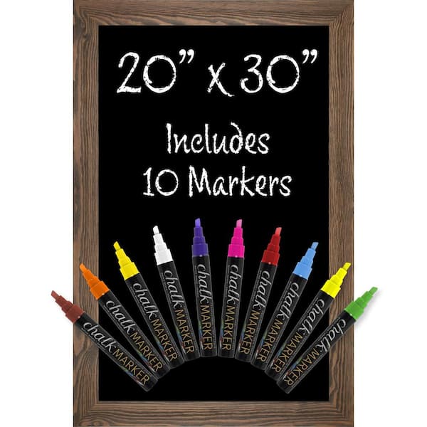 Excello 20 in. x 30 in. Wooden Wall Chalkboard Sign, Rustic Brown