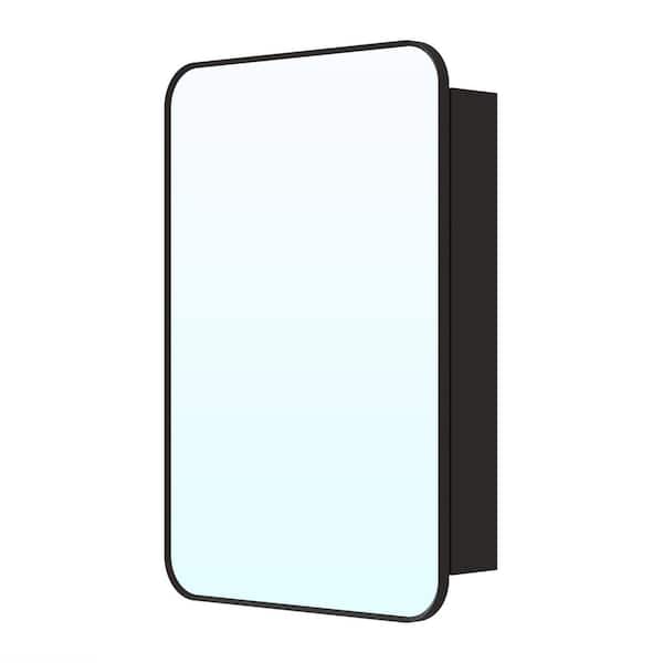 20 in. W x 30 in. H Rectangular Adjust Shelves Recessed/Surface Mount Black Aluminum Medicine Cabinet with Mirror