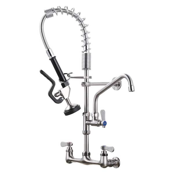 25 in. Triple Handles 180° swivel Pull Down Sprayer Kitchen Faucet with Advanced Spray in Nickel