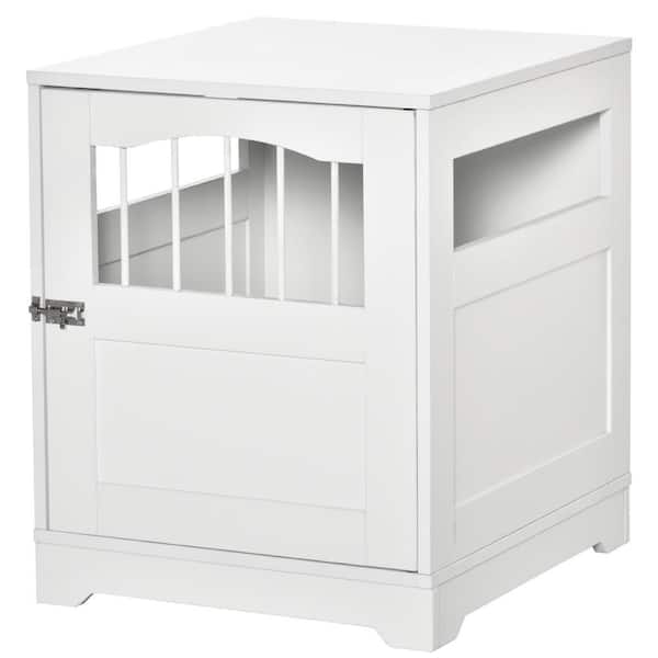 PawHut Furniture Style Dog Crate Wooden End Table with Lockable Door Medium