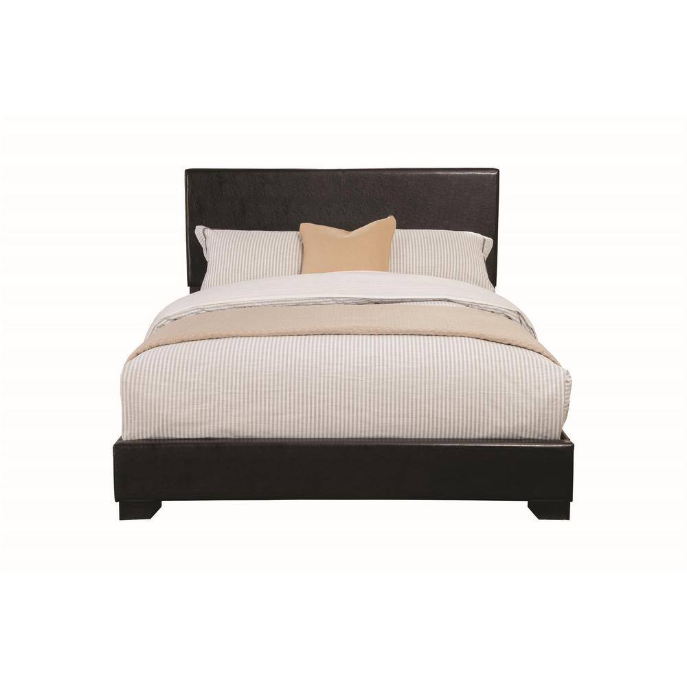 Elegant Full/Double Upholstered Bed with Faux Leather Headboard in Black