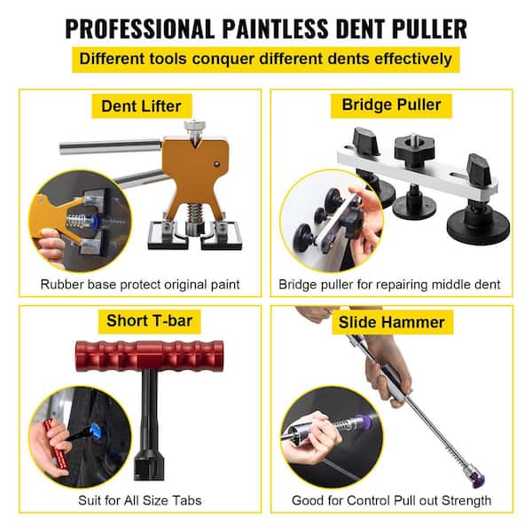 JMgist Rods Tools Hail Repair Kit Paintless Dent Removal Puller Sets Car Door Dings Repair Hand Tools (4pcs)