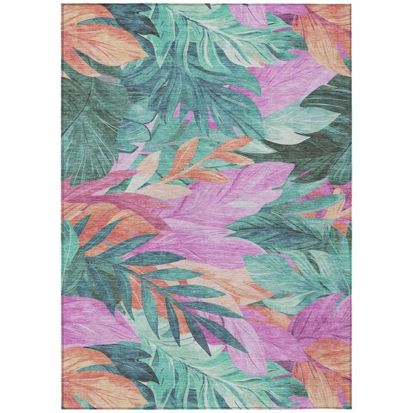 Chantille Machine Washable Indoor/Outdoor Abstract ACN1498 Teal 9 ft. x 12 ft. Area Rug