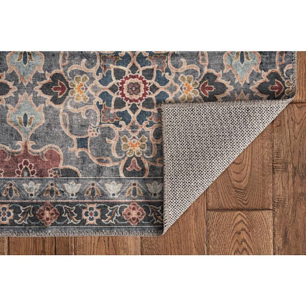 Washable Jerry Teal/Ivory 3 ft. x 5 ft. Abstract Rectangle Area Rug