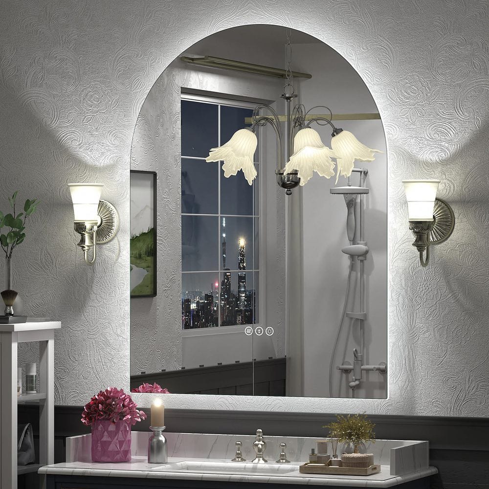 Apmir 32 in. W x 42 in. H Arch Frameless UL Certified LED Backlited ...