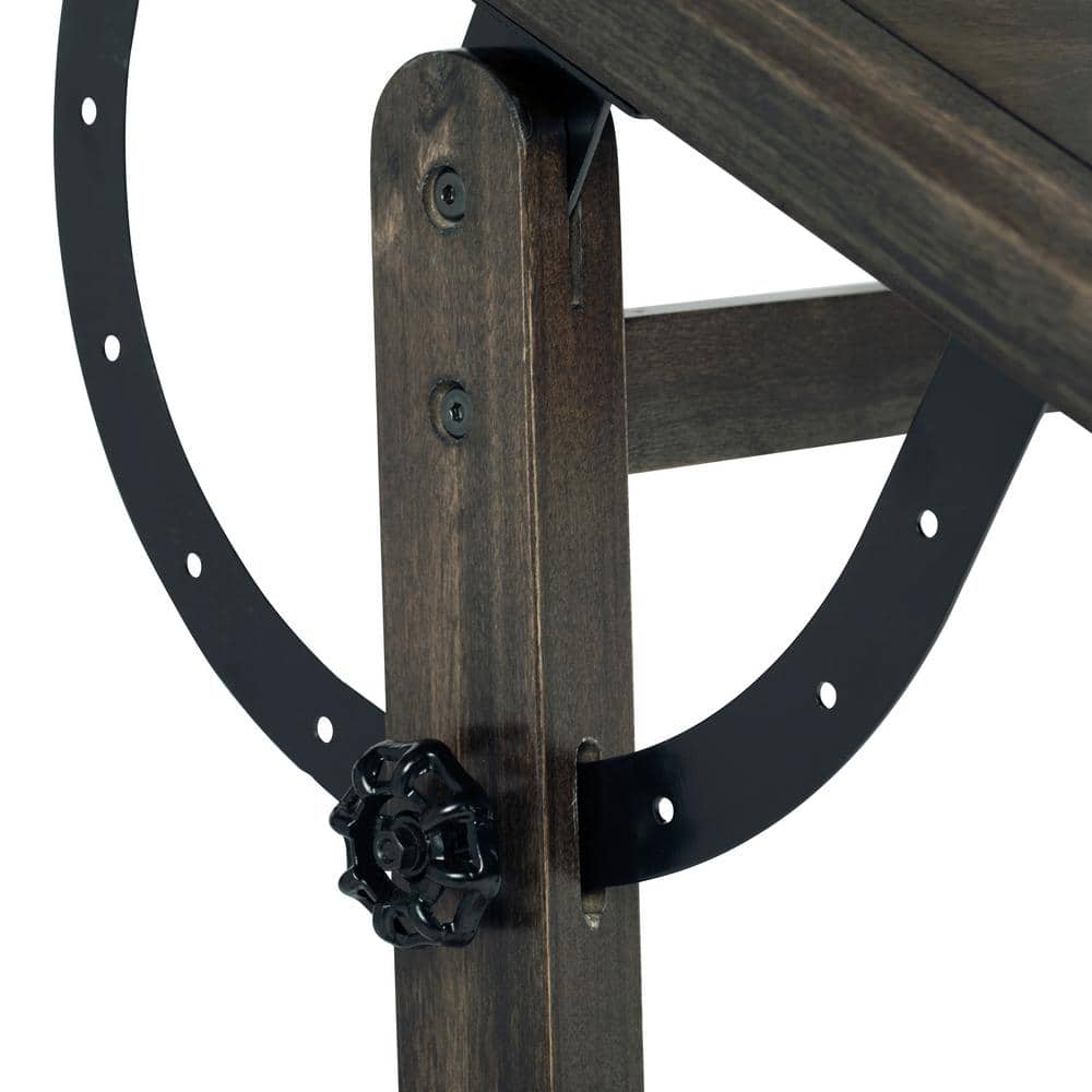 Turn-of-the-Century Distressed Black Solid Wood Adjustable Drafting Table
