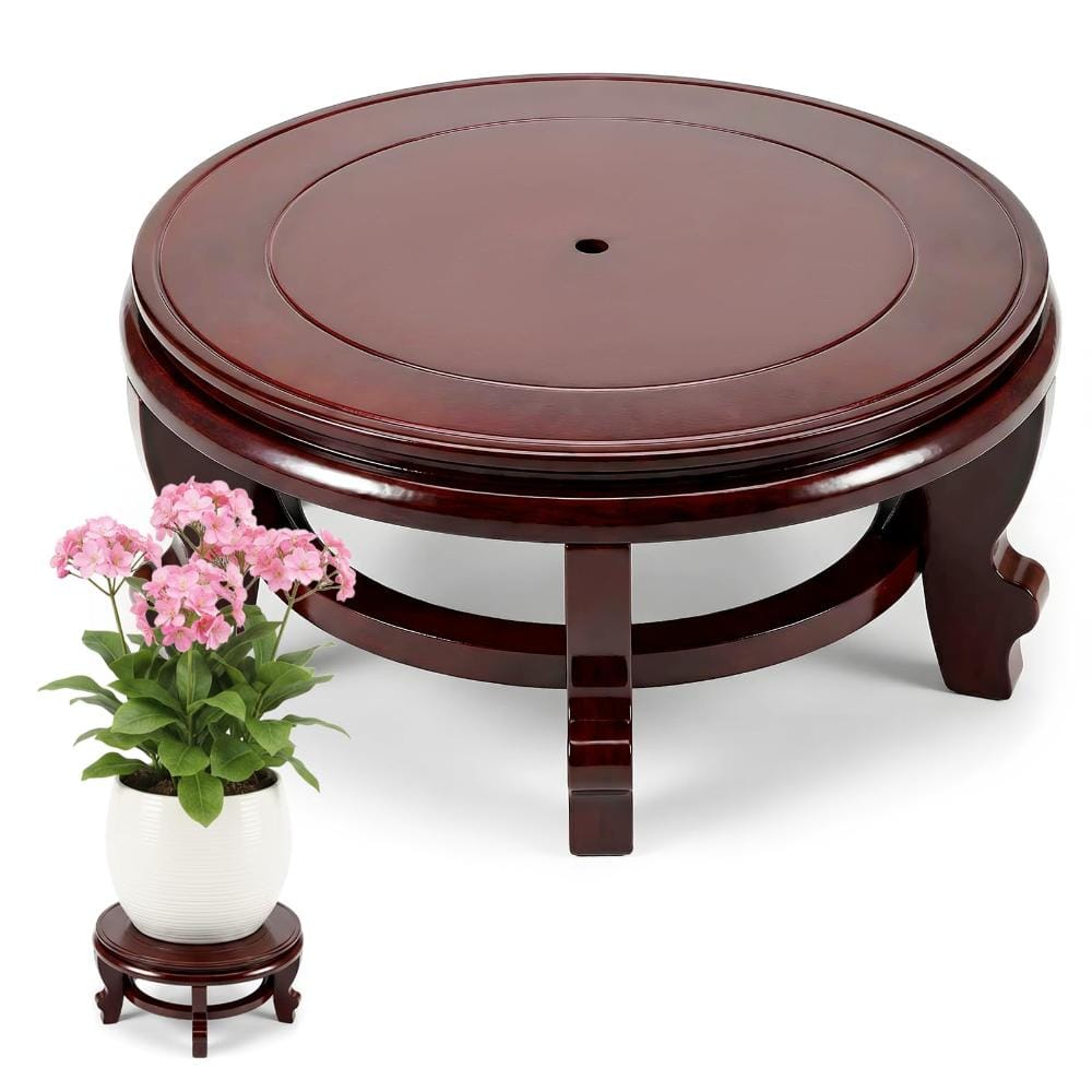 10 in Wood Plant Stand Round Indoor Vase Fishbowl Display Red 1 Piece price history on PriceWatchPro