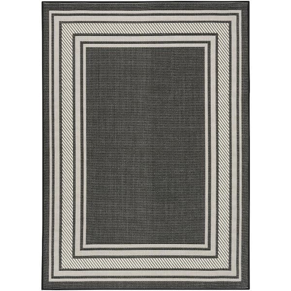Nourison Horizon Black 5 ft. x 7 ft. Indoor/Outdoor Bordered Contemporary Area Rug