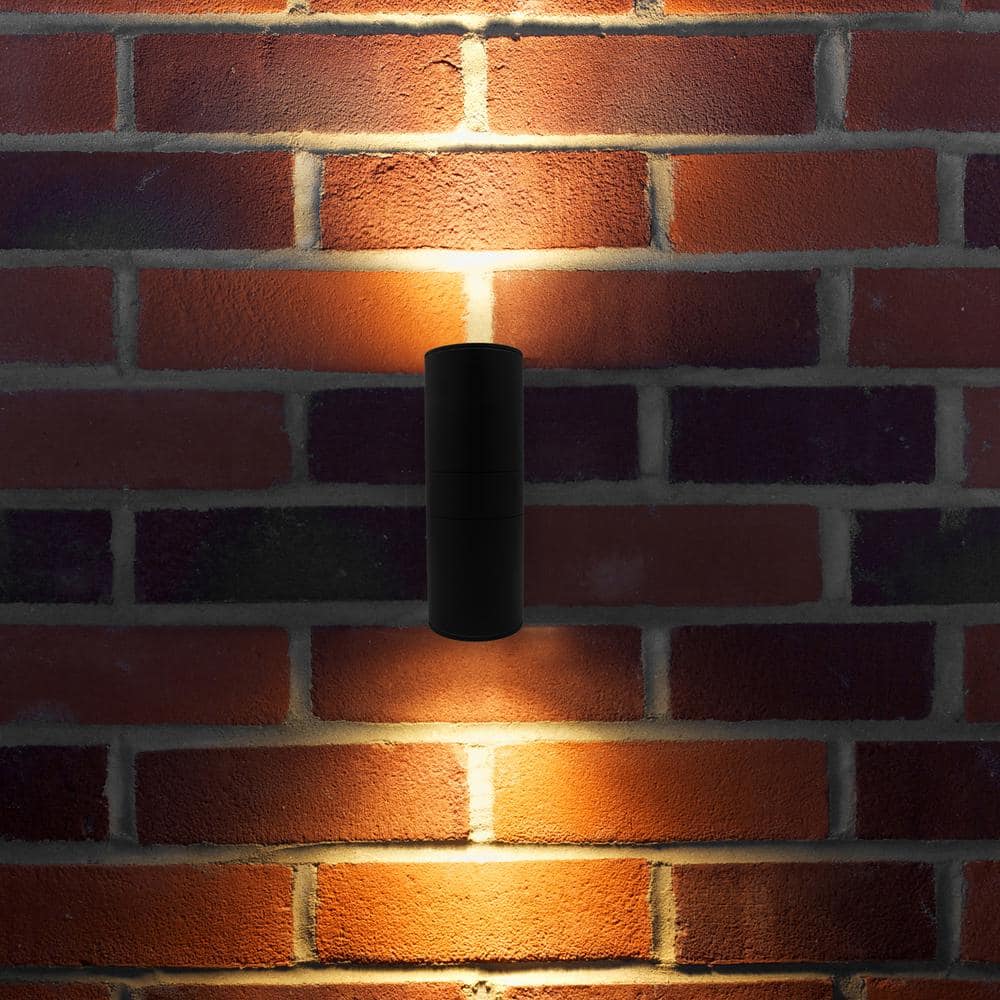 Elegant Black Aluminum LED Outdoor Wall Sconce, 24W Warm White Light