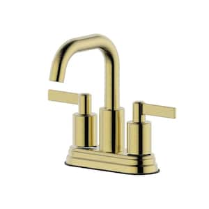 Concorde 4 inch Centerset Double Handle Bathroom Faucet with Push Pop Drain in Gold Finish