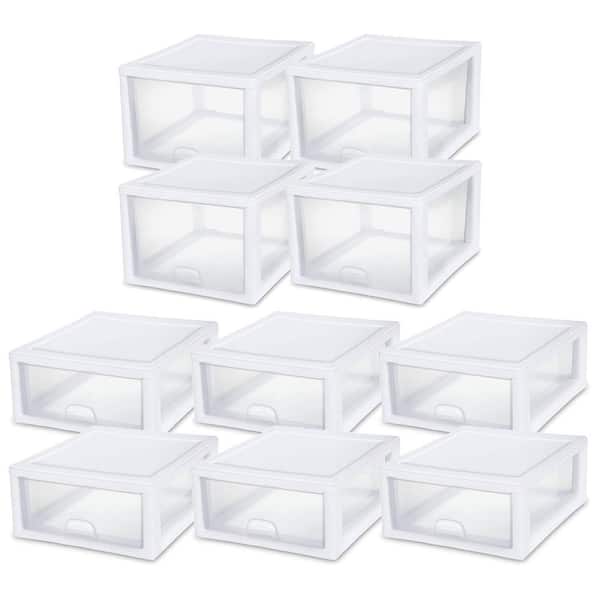 Sterilite 27 Qt Stacking Storage Drawer Container (4 Pack) + 16 Qt Box (6 Pack)