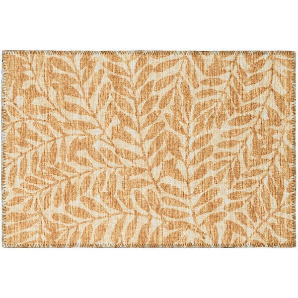 Yuma Gold 1 ft. 8 in. x 2 ft. 6 in. Geometric Indoor/Outdoor Washable Area Rug